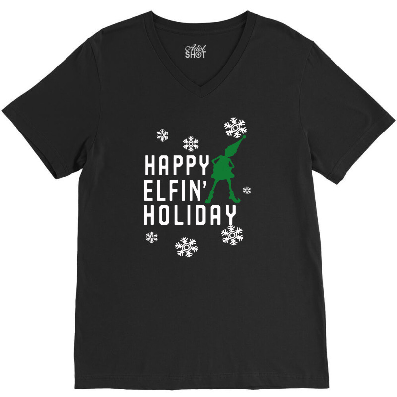 Happy Elfin Holiday [gemuk] V-neck Tee | Artistshot