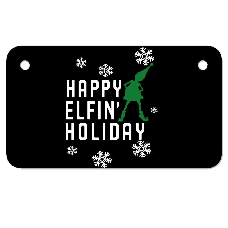 Happy Elfin Holiday [gemuk] Motorcycle License Plate | Artistshot