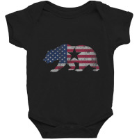 California Republic Bear American Flag 4th Of July Usa Baby Bodysuit | Artistshot