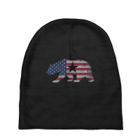 California Republic Bear American Flag 4th Of July Usa Baby Beanies | Artistshot