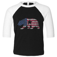 California Republic Bear American Flag 4th Of July Usa Toddler 3/4 Sleeve Tee | Artistshot