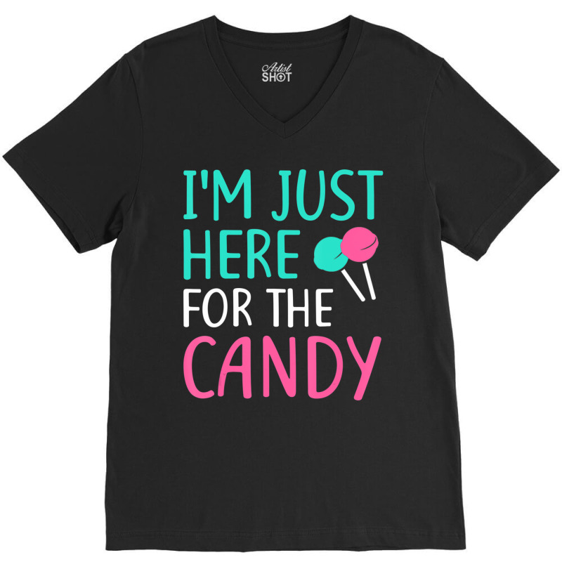 I'm Just Here For The Candy Halloween Gif V-Neck Tee by cm-arts | Artistshot