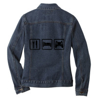 Gamer Gaming Video Game Eat Sleep Game Ladies Denim Jacket | Artistshot