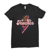 Back To School Teacher Leopard Lightning Bolt Motivational Ladies Fitted T-shirt | Artistshot