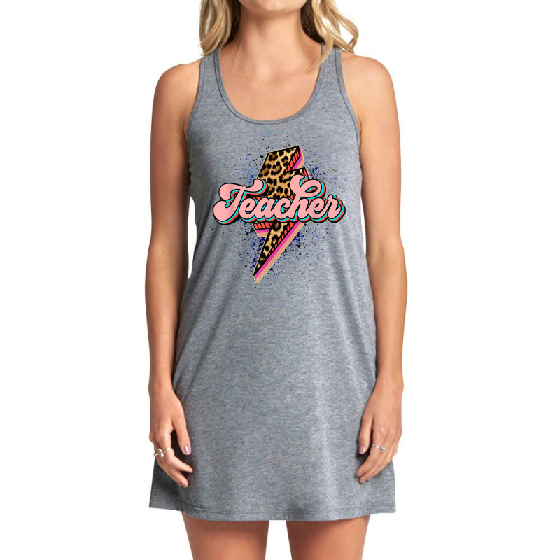 Back To School Teacher Leopard Lightning Bolt Motivational Tank Dress by Fashonus | Artistshot