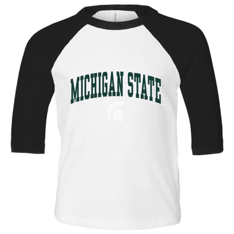 Michigan State Spartans Arch Over Dark Heather Pullover Hoodie Toddler 3/4 Sleeve Tee | Artistshot