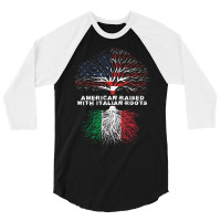 American Raised With Italian Roots Italy 3/4 Sleeve Shirt | Artistshot