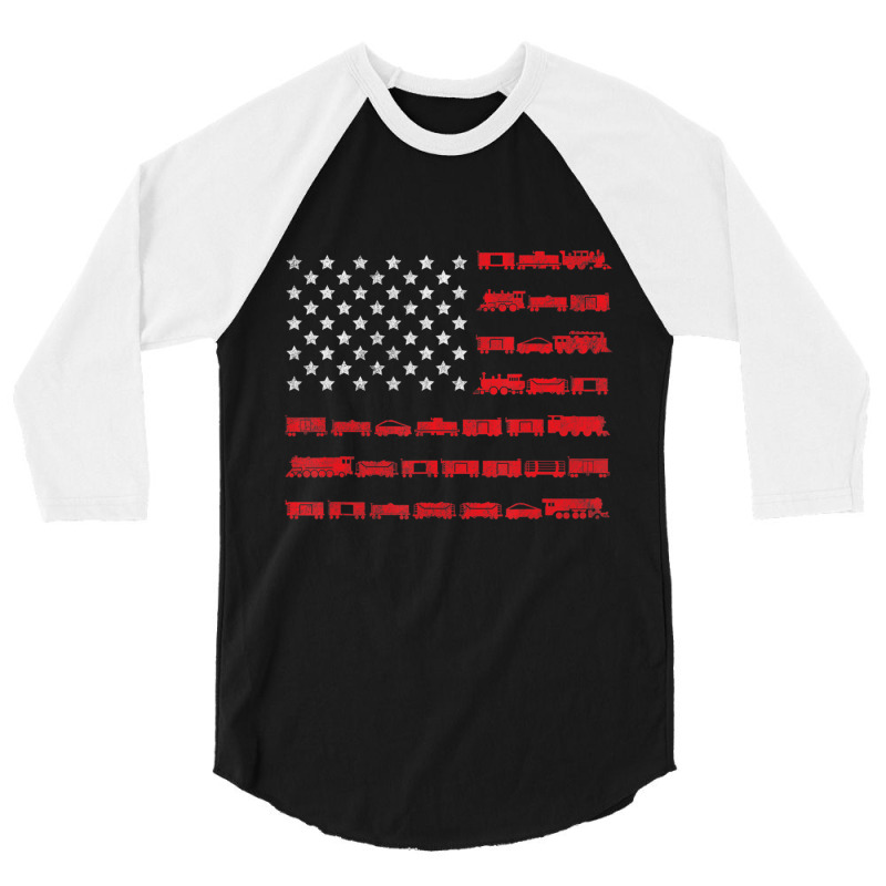 American Flag Railroad Train 3/4 Sleeve Shirt | Artistshot