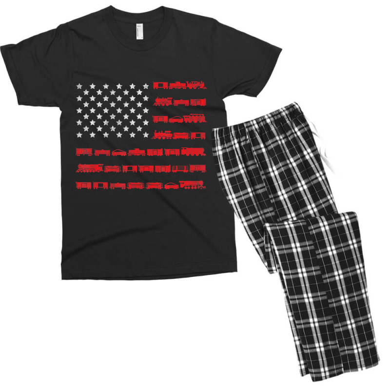 American Flag Railroad Train Men's T-shirt Pajama Set | Artistshot