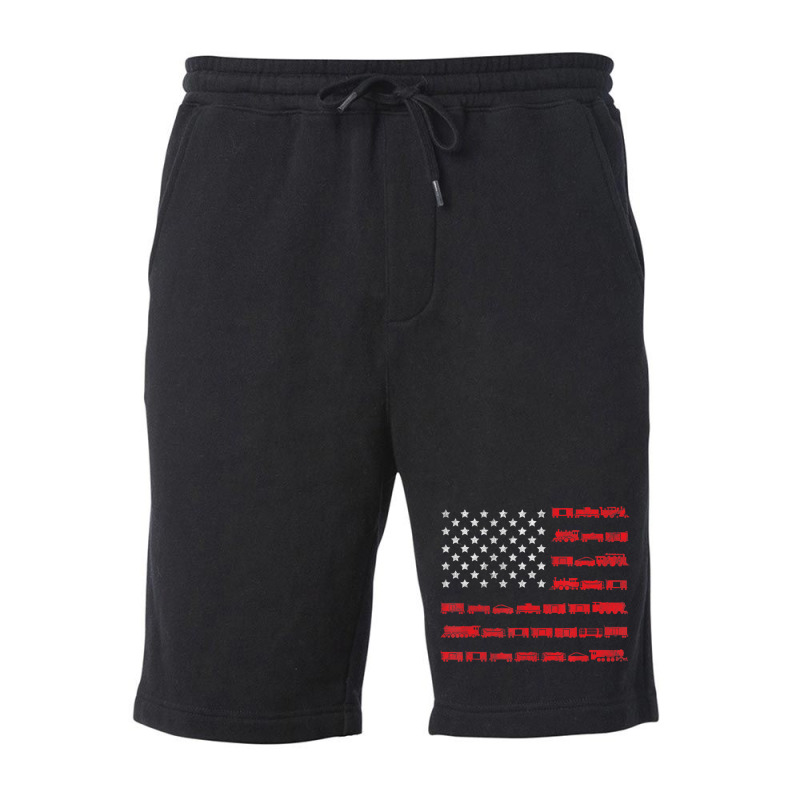 American Flag Railroad Train Fleece Short | Artistshot