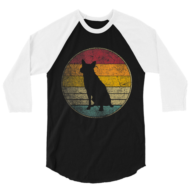 Australian Cattle Dog Gif Retro Style Vintage 70s 80s 3/4 Sleeve Shirt by cm-arts | Artistshot