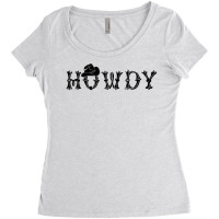 Howdy Latin Font And Hat Cowboy Cowgirl Horse Lovers T Shirt Women's Triblend Scoop T-shirt | Artistshot