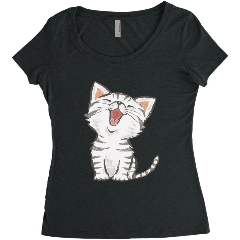 American Shorthair Happy Women's Triblend Scoop T-shirt by DeniseRamsey | Artistshot