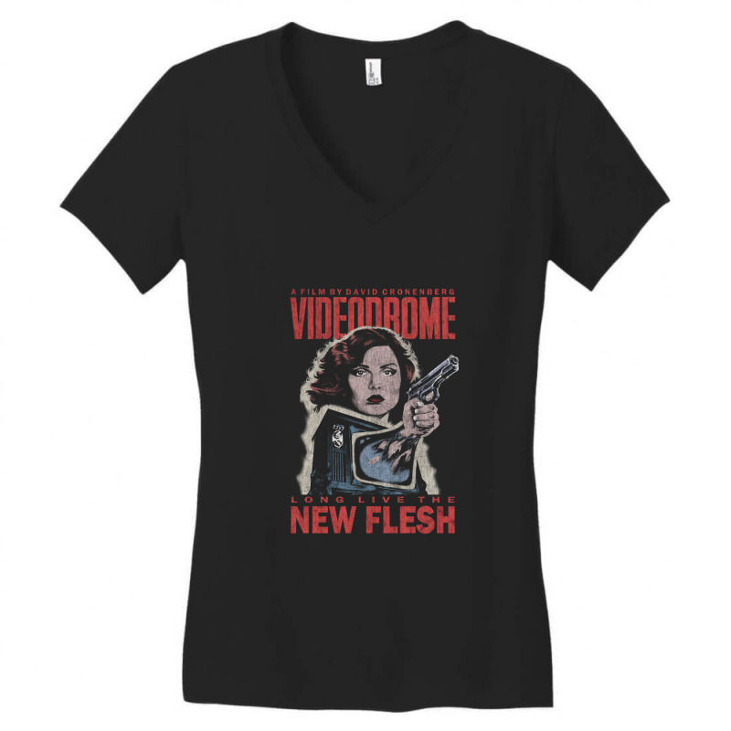 Videodrome (distressed) Women's V-Neck T-Shirt by TerryFoutch | Artistshot