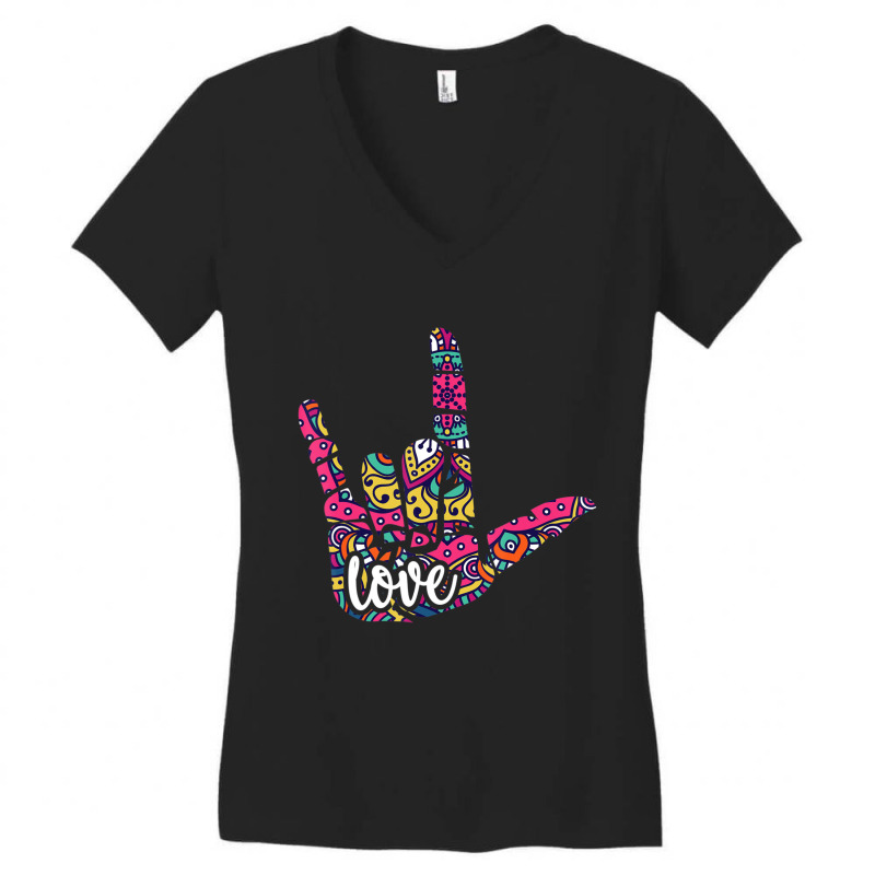 Asl Sign Language I Love You. American Sign Language Women's V-Neck T-Shirt by cm-arts | Artistshot