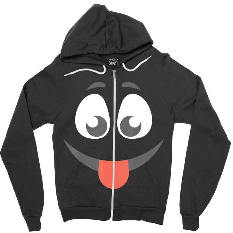 Halloween Tongue Out Emoticon Face Group Costume Zipper Hoodie by cm-arts | Artistshot