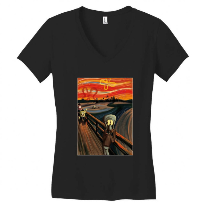 Music-retro-the-scream-by-edvard-munch-funny-graphic-gift- Women's V-Neck T-Shirt by cm-arts | Artistshot