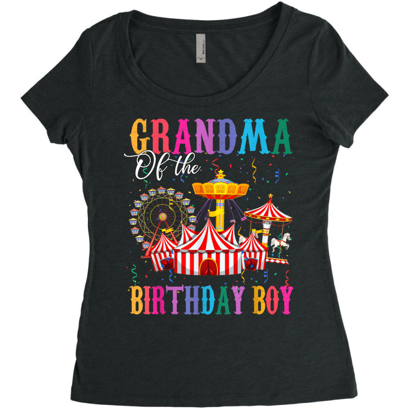 Grandma Of The Birthday Boy Ringmaster Circus Birthday Party T Shirt Women's Triblend Scoop T-shirt by cm-arts | Artistshot