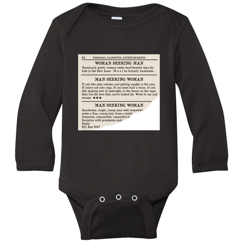 Classified Personal Ads From Song   Rock Long Sleeve Baby Bodysuit | Artistshot