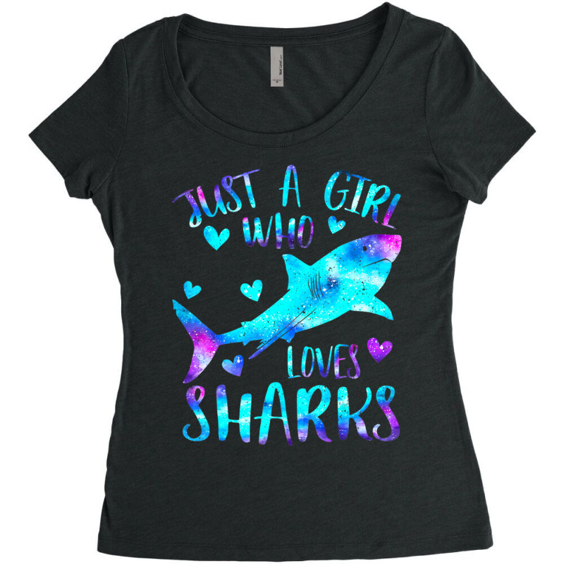 Just A Girl Who Loves Sharks Watercolor Shark Women's Triblend Scoop T-shirt by cm-arts | Artistshot