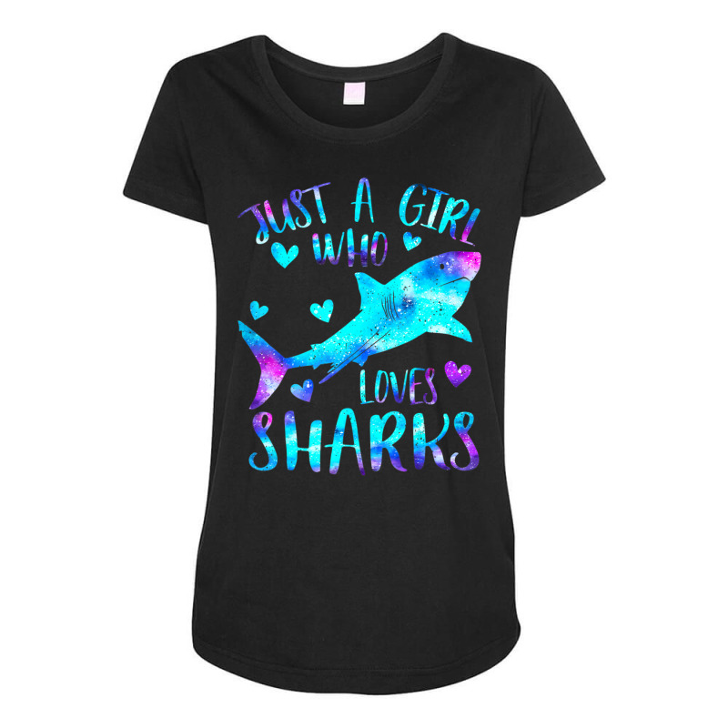 Just A Girl Who Loves Sharks Watercolor Shark Maternity Scoop Neck T-shirt by cm-arts | Artistshot