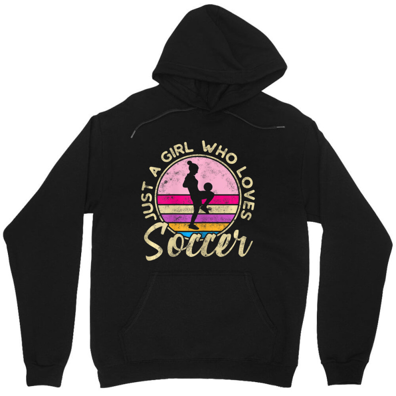 Just A Girl Who Loves Soccer Women Retro Vintage Soccer Unisex Hoodie by cm-arts | Artistshot