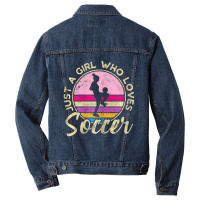 Just A Girl Who Loves Soccer Women Retro Vintage Soccer Men Denim Jacket | Artistshot