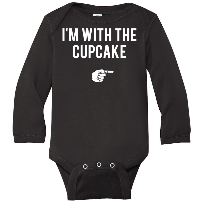 I M With The Cupcake Halloween Costume Funny Couples T Shirt Long Sleeve Baby Bodysuit | Artistshot