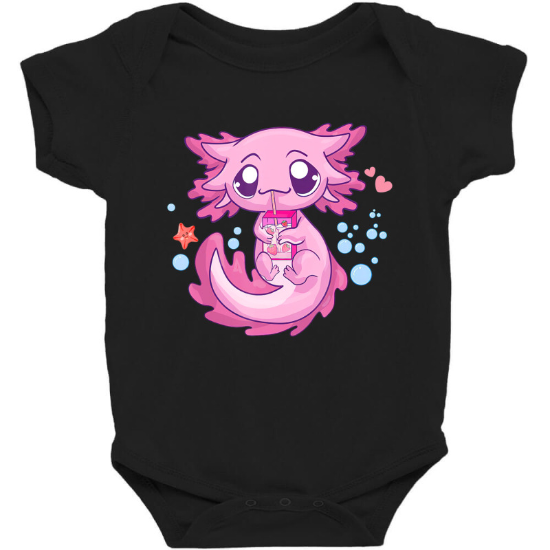 Kawaii Axolotl Strawberry Milk Shake Anime Girls Teens Baby Bodysuit by cm-arts | Artistshot