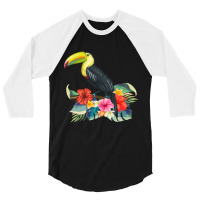 Toucan Exotic Birds Tropical Flowers Leaf Bird Of Paradise Sweatshirt 3/4 Sleeve Shirt | Artistshot