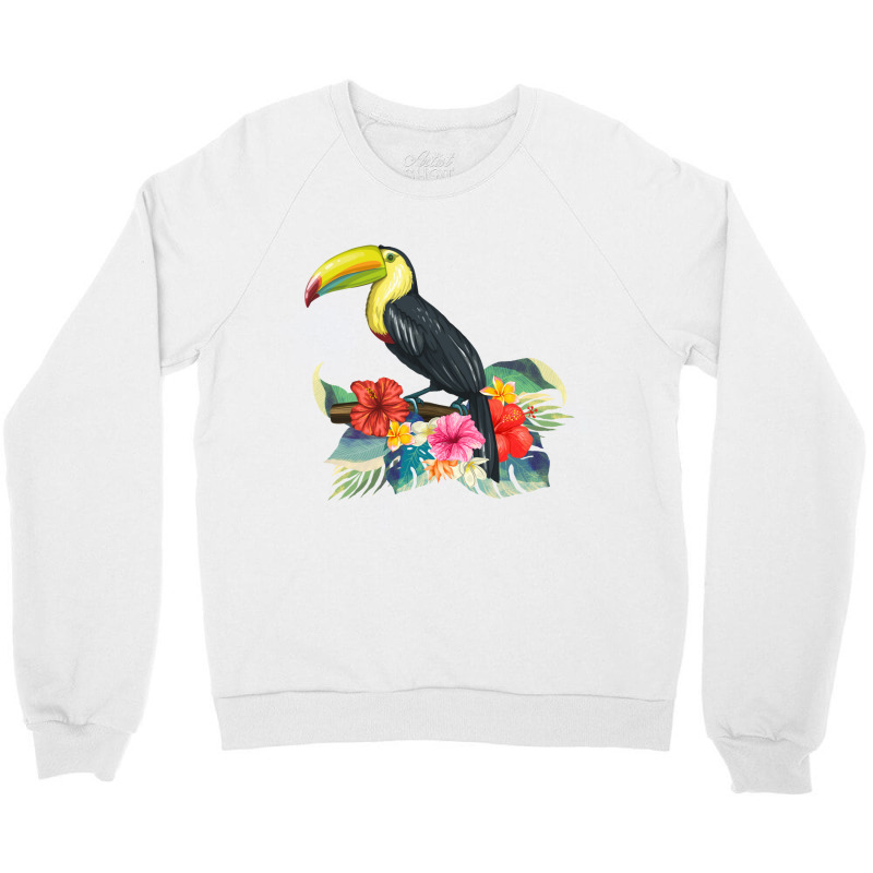 Toucan Exotic Birds Tropical Flowers Leaf Bird Of Paradise Sweatshirt Crewneck Sweatshirt by cm-arts | Artistshot