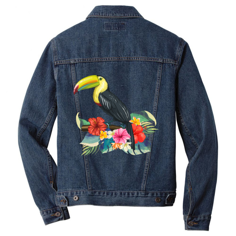 Toucan Exotic Birds Tropical Flowers Leaf Bird Of Paradise Sweatshirt Men Denim Jacket by cm-arts | Artistshot