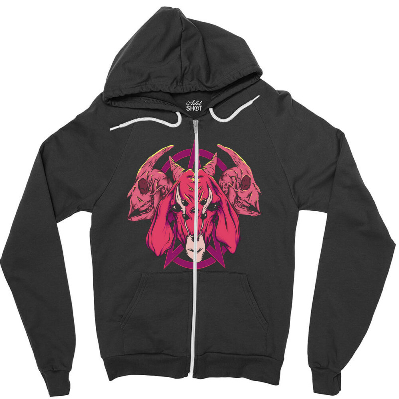 Cut Red Goat Zipper Hoodie | Artistshot