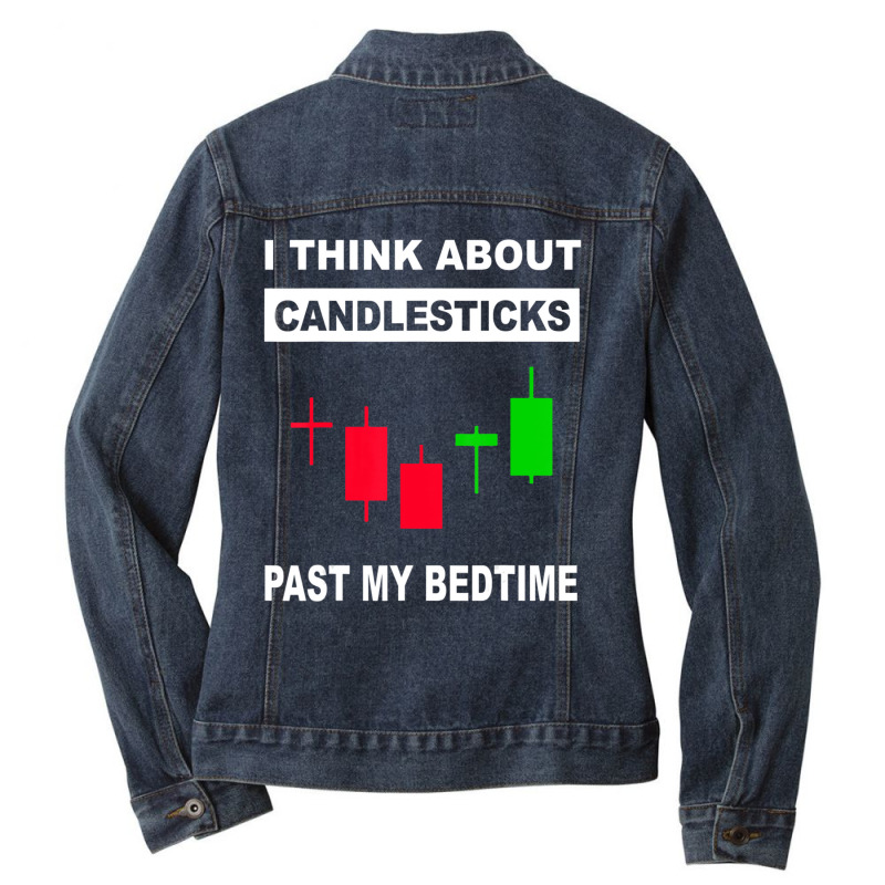 Stock Market Stock Trading Candlestick Ladies Denim Jacket by cm-arts | Artistshot