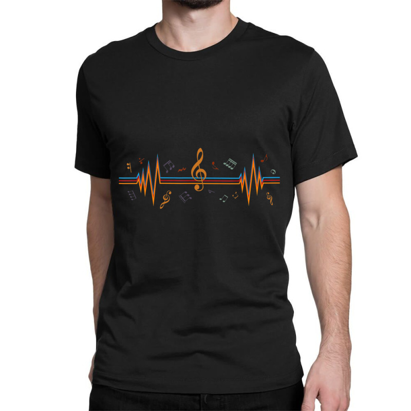 Music Notes Heartbeat For Music Lover Classic T-shirt | Artistshot