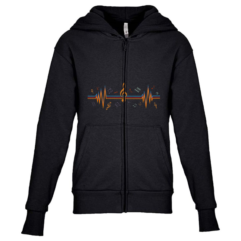 Music Notes Heartbeat For Music Lover Youth Zipper Hoodie | Artistshot