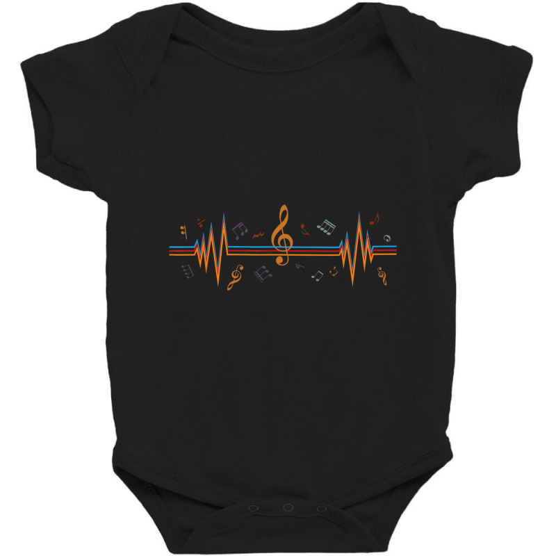 Music Notes Heartbeat For Music Lover Baby Bodysuit | Artistshot