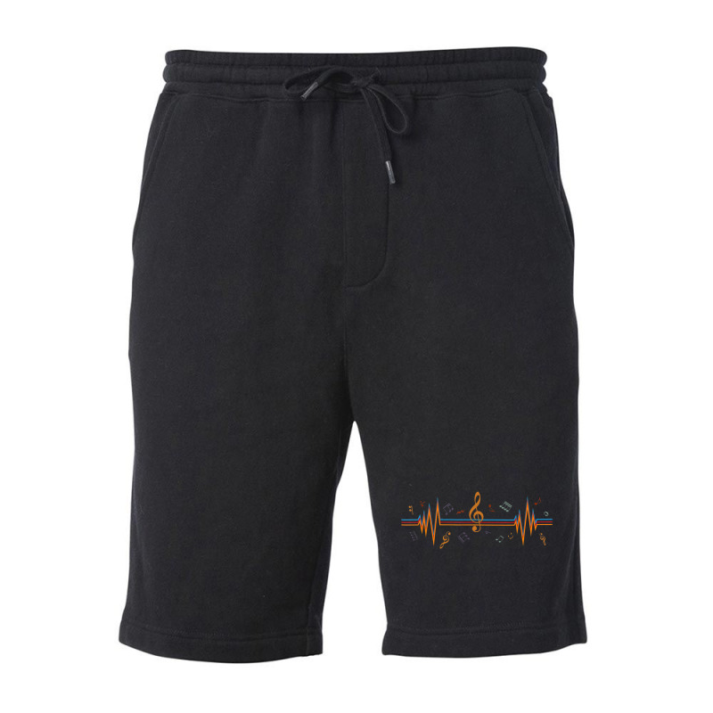 Music Notes Heartbeat For Music Lover Fleece Short | Artistshot