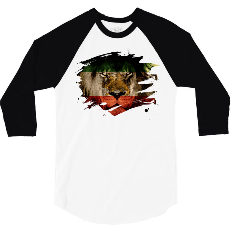 Persia Flag & African Lion Picture   Persian Pride Pullover Hoodie 3/4 Sleeve Shirt | Artistshot