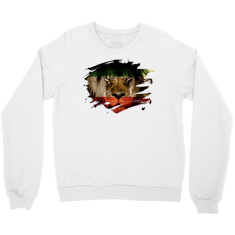 Persia Flag & African Lion Picture   Persian Pride Pullover Hoodie Crewneck Sweatshirt | Artistshot