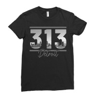 Detroit 313 Area Code Skyline Michigan Vintage Ladies Fitted T-shirt | Artistshot