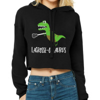 Lacrosse Lax Player Dinosaur Dino Lover Sport Cropped Hoodie | Artistshot