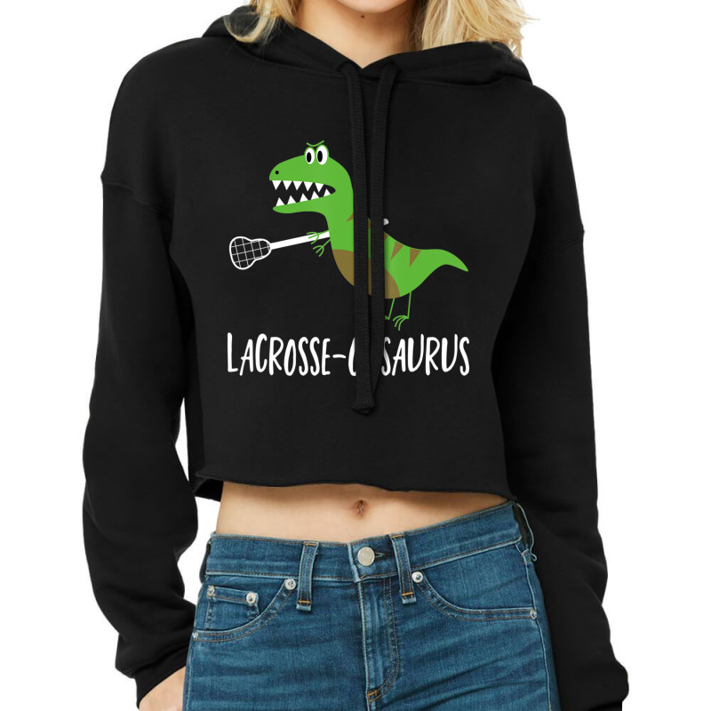 Lacrosse Lax Player Dinosaur Dino Lover Sport Cropped Hoodie by cm-arts | Artistshot