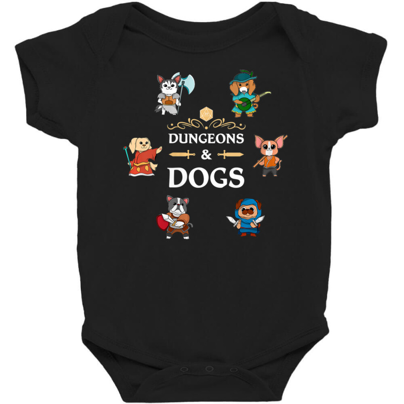 Tabletop Gamer Dogs Rpg D20 Dice Fantasy Roleplaying Gaming Baby Bodysuit | Artistshot