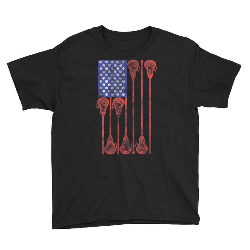 Lacrosse Stick Lax American Flag Youth Tee by cm-arts | Artistshot