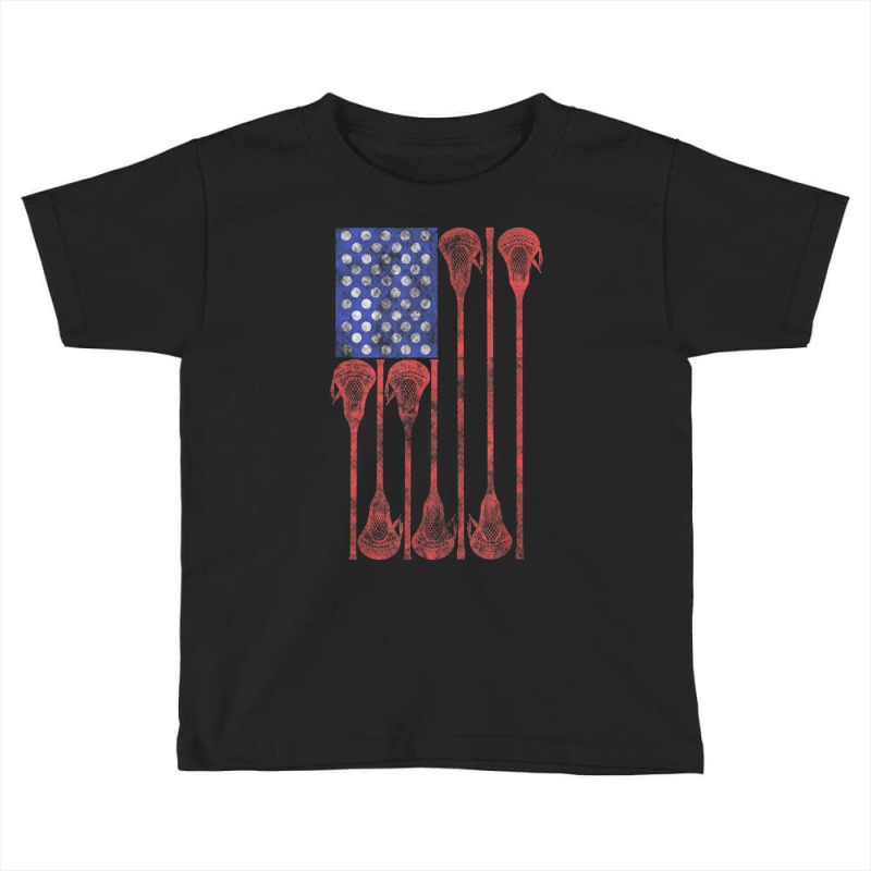 Lacrosse Stick Lax American Flag Toddler T-shirt by cm-arts | Artistshot