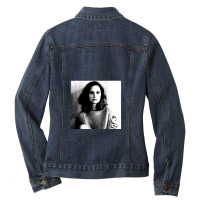 Natalie Portman Black & White Portrait (linocut) Ladies Denim Jacket | Artistshot