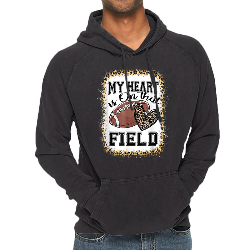 Bleached My Heart Is On That Field Football Mom Leopard Vintage Hoodie | Artistshot