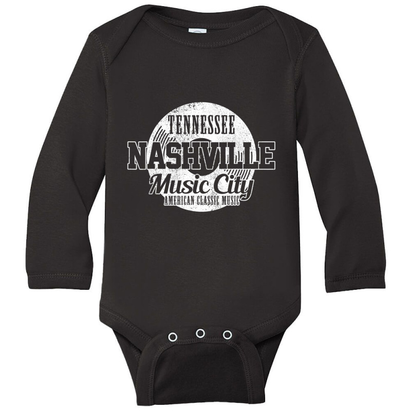 Nashville Tennessee Country Music City Vinyl Long Sleeve Baby Bodysuit | Artistshot