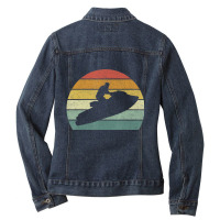 Vintage Retro Jet Ski Athletic Beach Summer Sports Jet Ski Ladies Denim Jacket | Artistshot